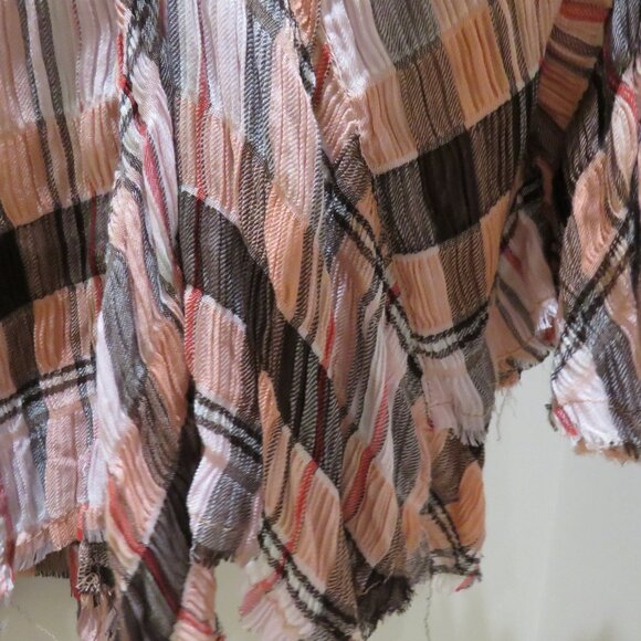 FREE PEOPLE Bordeaux Plaid Maxi Skirt in Pink Peach Grunge Boho Punk Peasant NWT - Picture 9 of 14